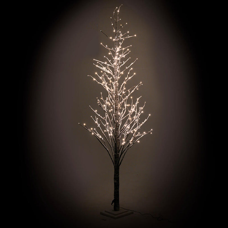 Albero di Natale Luminoso con 306 Led Luce Calda 24x24xH210cm Marrone Innevato
