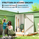Casetta da Giardino Porta Attrezzi 100x104x160 cm con Porta in Acciaio Galvanizzato Verde Chiaro      
