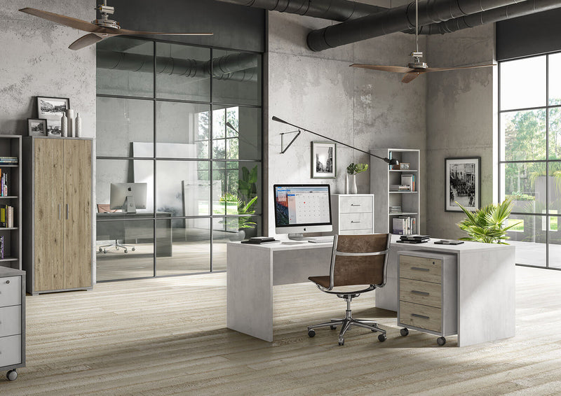 Cassettiera 3 Cassetti su Ruote 51x71x41 cm Ossido Bianco/Rovere Naturale