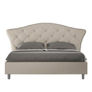 Letto Matrimoniale con Testata e Alzata Doppia Imbottito in Similpelle Langre Tortora Varie Misure