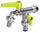 Robinet à bille double pour fontaine de jardin avec leviers colorés Belfer RUB/027 vert acide