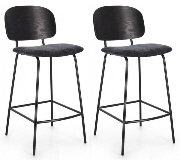 sconto Lot de 2 tabourets 43,5x52,5x93,5 cm Sienna en tissu gris foncé