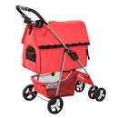 Passeggino per Cani Pieghevole Rosso 82x47x101 cm 