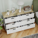 Cassettiera 6 Cassetti Moderna 120x38x71 cm in Legno di Pino e MDF Bianco e color Legno      