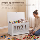 Cassapanca Contenitore Portascarpe 80x40x45 cm con Coperchio di Sicurezza e Fondoletto in Truciolato Bianco      