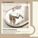 Specchio da Parete ad Arco 60x2x90 cm Cornice Effetto Pietra in Polistirene Beige      