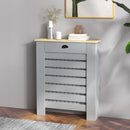 Copritermosifone a Doghe 78x19x95.5 cm Copricalorifero a Griglia con Cassetto in MDF Grigio      