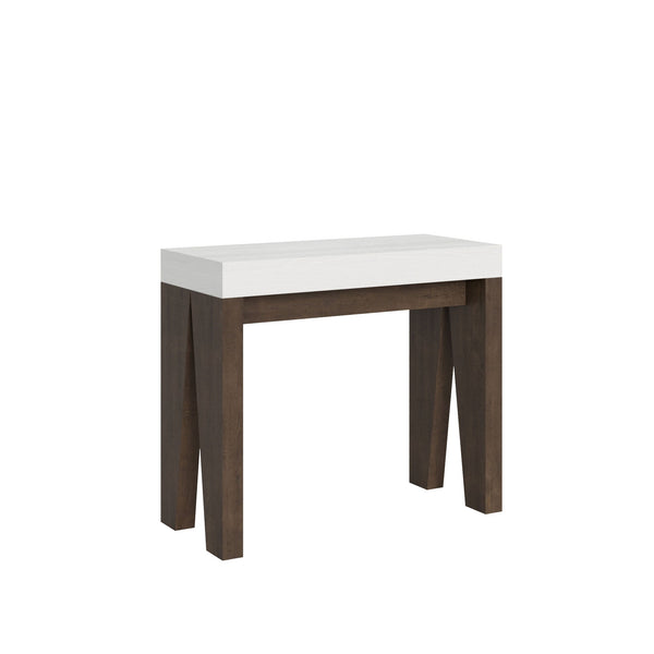 Consolle Allungabile 90-196x40x77 cm in Nobilitato Bianco e Marrone acquista