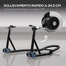 Cavalletto Anteriore per Moto 70x47x34,5 cm con Tappetino Antiscivolo e Adattatori Regolabili Capacità 200 kg in Acciaio e PP      