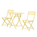 Set Tavolo e 2 Sedie Pieghevoli da Giardino in Metallo Giallo