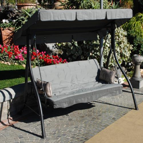 Dondolo 3 Posti in Ferro con Rivestimento Seduta e Funzione Letto 198X140X174Cm