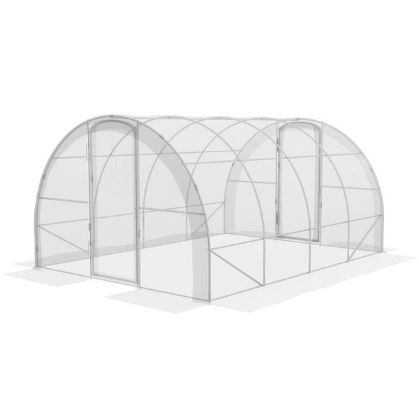 Serra a Tunnel per Orto Trasparente in Acciaio e PE con Porta a Battente 4x3x2m Trasparente prezzo
