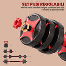 Set Manubri Regolabili 5 in 1 30 kg 95x19x19 cm con Bilanciere e Kettlebell in Plastica e Cemento      