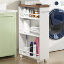 Carrello Portaoggetti Salvaspazio 50x16x80 cm per Cucina Bagno con Ruote Bianco
