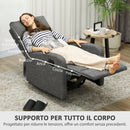Poltrona Relax con Reclinazione Manuale 145° 69x91x101 cm Rivestimento in Ciniglia Grigio   