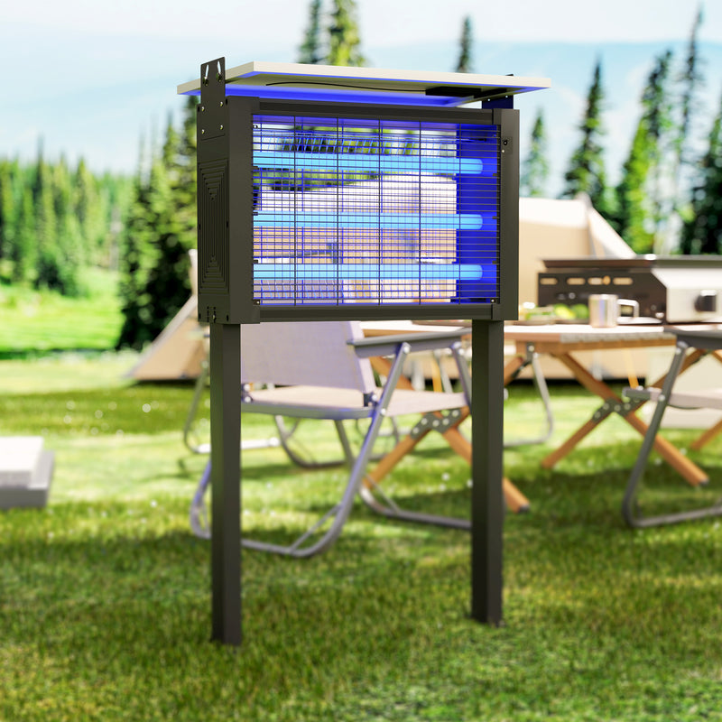 Lampada Antizanzare per Esterno a Energia Solare con 60 LED e Rete di Protezione Nero     