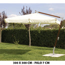 Ombrellone Decentrato in Legno 300X300X7 Cm Paglino da Giardino per Arredo Esterno