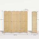 Paravento Divisorio da Interni Pieghevole 240x170 cm a 6 Ante Intrecciato in PP e Legno Beige      