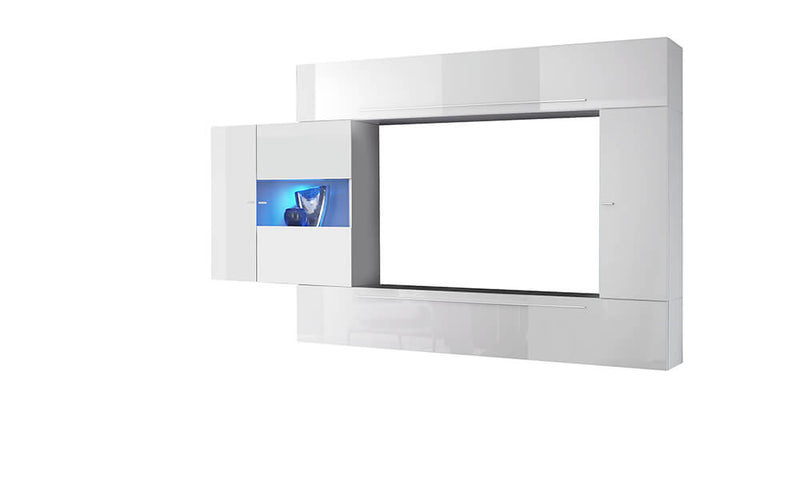 Parete Attrezzata Mobili Soggiorno 4 Mobili Sospesi in Melamina 272x36x200cm TFT Primo Bianco
