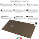 Piatto Doccia in Pietra 80x100 cm Pedrinelli Ardesia Stone Side Tortora Seconda Scelta