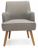 Poltrona Imbottita in Tessuto con Gambe in Legno Soriani Grigio Chiaro