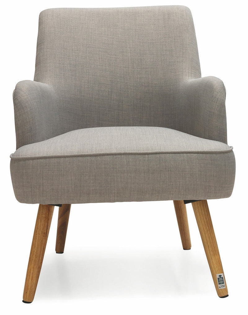 Poltrona Imbottita in Tessuto con Gambe in Legno Soriani Grigio Chiaro