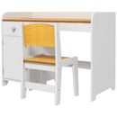 Banco Scuola con Sedia per Bambini con Cassetto e Armadietto in Legno Bianco