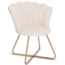 Sedia Relax con Schienale e Seduta in Velluto Beige Struttura Metallo