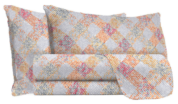 Set Lenzuola Matrimoniale con Stampa Sopra Sotto e Federe in Cotone Athena Eva Arancio acquista