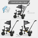 Passeggino Triciclo per Bambini Pieghevole con Seggiolino Reversibile Nero