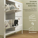 Scarpiera Slim 105x24x95,5 cm con 4 Cassetti e Ripiani Regolabili per 20 Paia di Scarpe EU44 in Pannello Truciolare Bianco      