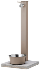 Fontana a Colonna Rubinetto Doppio in Ottone con Base e Vaschetta Abbeveratoio Belfer 42/REX-R Tortora