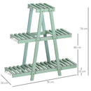 Portapiante a 3 Livelli 76x26x76 cm  in Legno di Abete Verde Chiaro