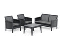 Set Salotto da Giardino 4 Pezzi Divano Poltrone e Tavolino Keter Atlas Forma Effetto Juta Grigio Grafite      