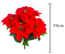 Set 2 Cespugli Stella Natale con 7 Fiori H50 cm Rosso