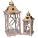 Set 2 Lanterne in Legno naturale