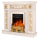 Camino Elettrico da Pavimento 102x110x30 cm Effetto Fiamma 2000W Versailles & Galileo Gold Avorio
