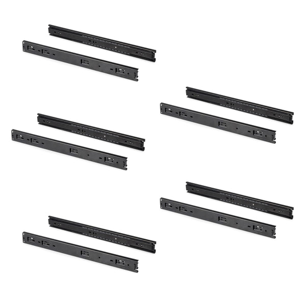 sconto Lot de 5 paires de guides à billes en acier noir Emuca pour tiroirs 45x450 mm