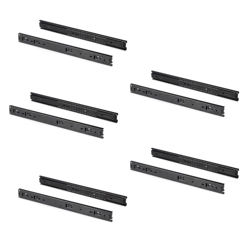 Set 5 Coppie Guide a Sfera per Cassetti 45x350 mm in Acciaio Emuca Nero