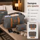 Set 6 Valigie Rigide Family 55-66-75 cm con Beauty Case e Borsone Espandibile in ABS Grigio e Marrone      