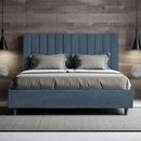 Letto Matrimoniale con Alzata Comoda Imbottito in Microfibra Agueda Blu Varie Misure