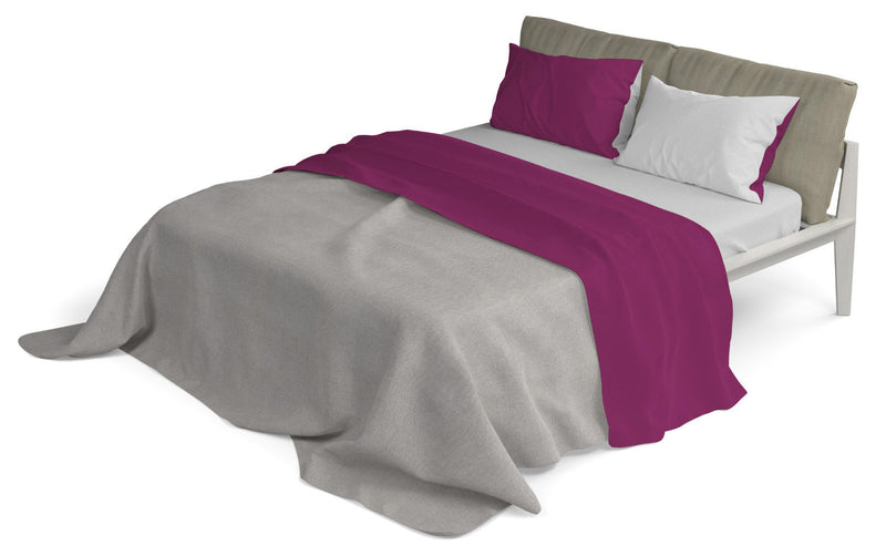 Set Lenzuola Sopra Sotto e Federe Doubleface Fuxia\/Grigio Chiaro