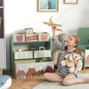 Scaffale Portagiochi per Bambini 63x30x66 cm 6 Contenitore Rimovibili Verde