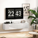 Mobile Sospeso con Armadietti con Ante a Ribalta 140x33x29,8 cm in Truciolare Bianco Lucido   