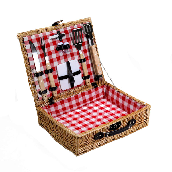 Panier pique-nique en osier de campagne avec accessoires de barbecue 50x40xh14 cm online