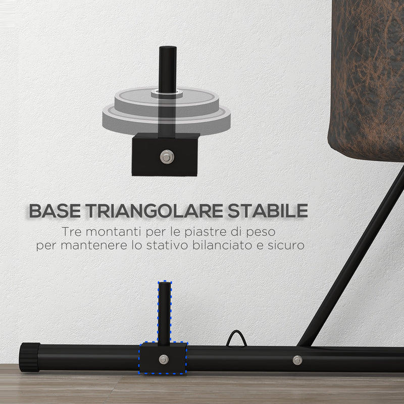 Supporto Sacco da Boxe Autoportante 170x90x182-225 cm in Acciaio Nero  