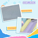 Castello Giostra Gonfiabile 250x165x200 cm per Bambini 3-8 Anni Scivolo e Area di Salto con Soffiatore Lilla e Azzurro 