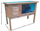 Gabbia per Conigli Conigliera da Esterno 91,5x45x70 cm Per 2-3 Conigli in Legno Naturale 