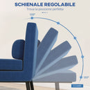 Poltrona Letto Reclinabile in 5 Posizioni 75x70x75 cm in Tessuto Effetto Lino e Acciaio Blu Scuro  