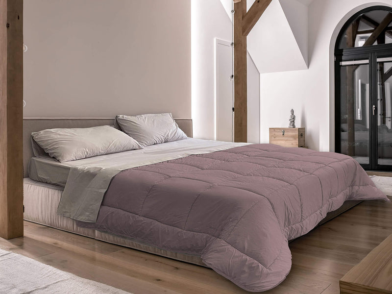 Trapunta Invernale Matrimoniale in Microfibra 300gr Double Face Rosa Antico/Grigio Chiaro